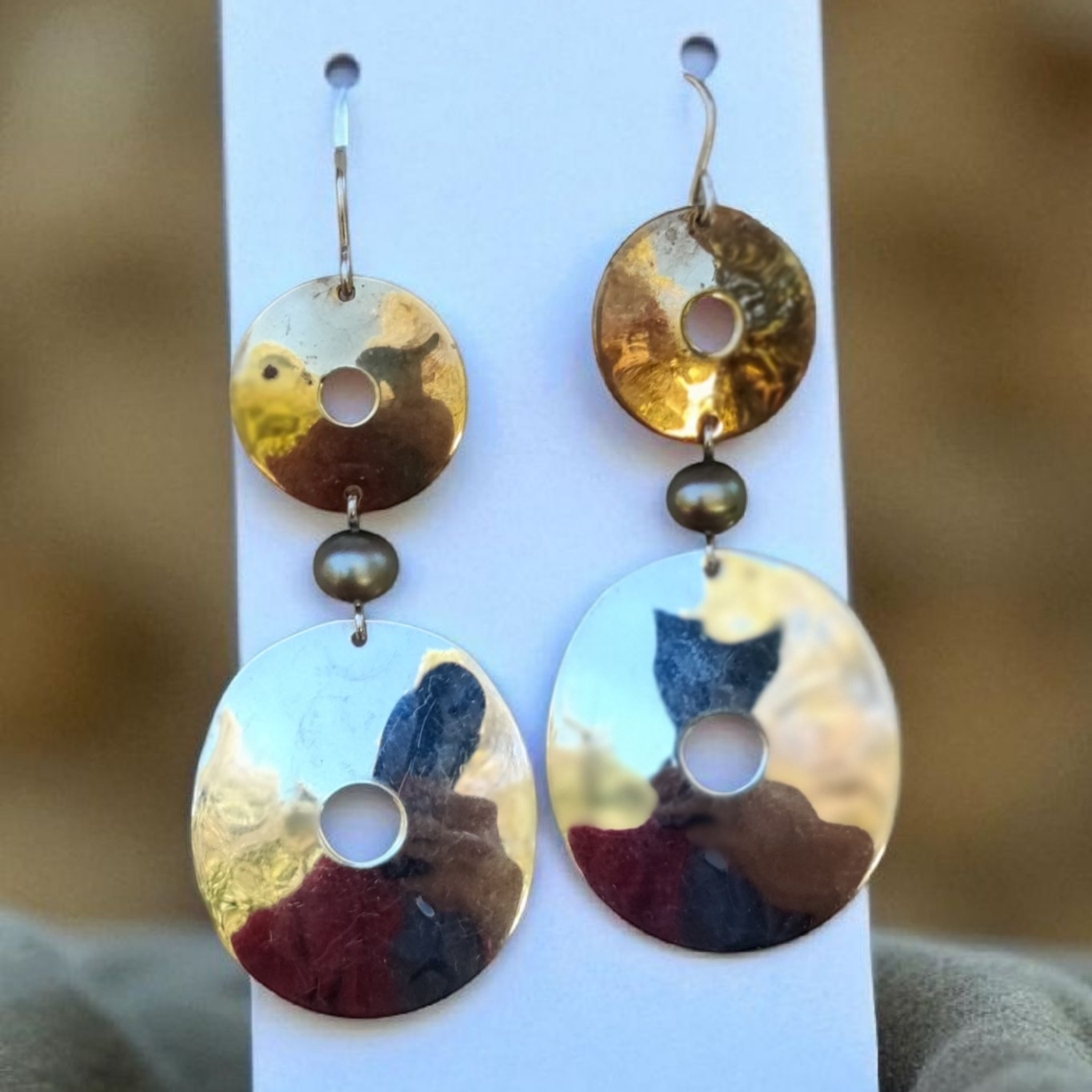 Vintage Rlm Hammered Sterling Disc Drop Earrings 64$